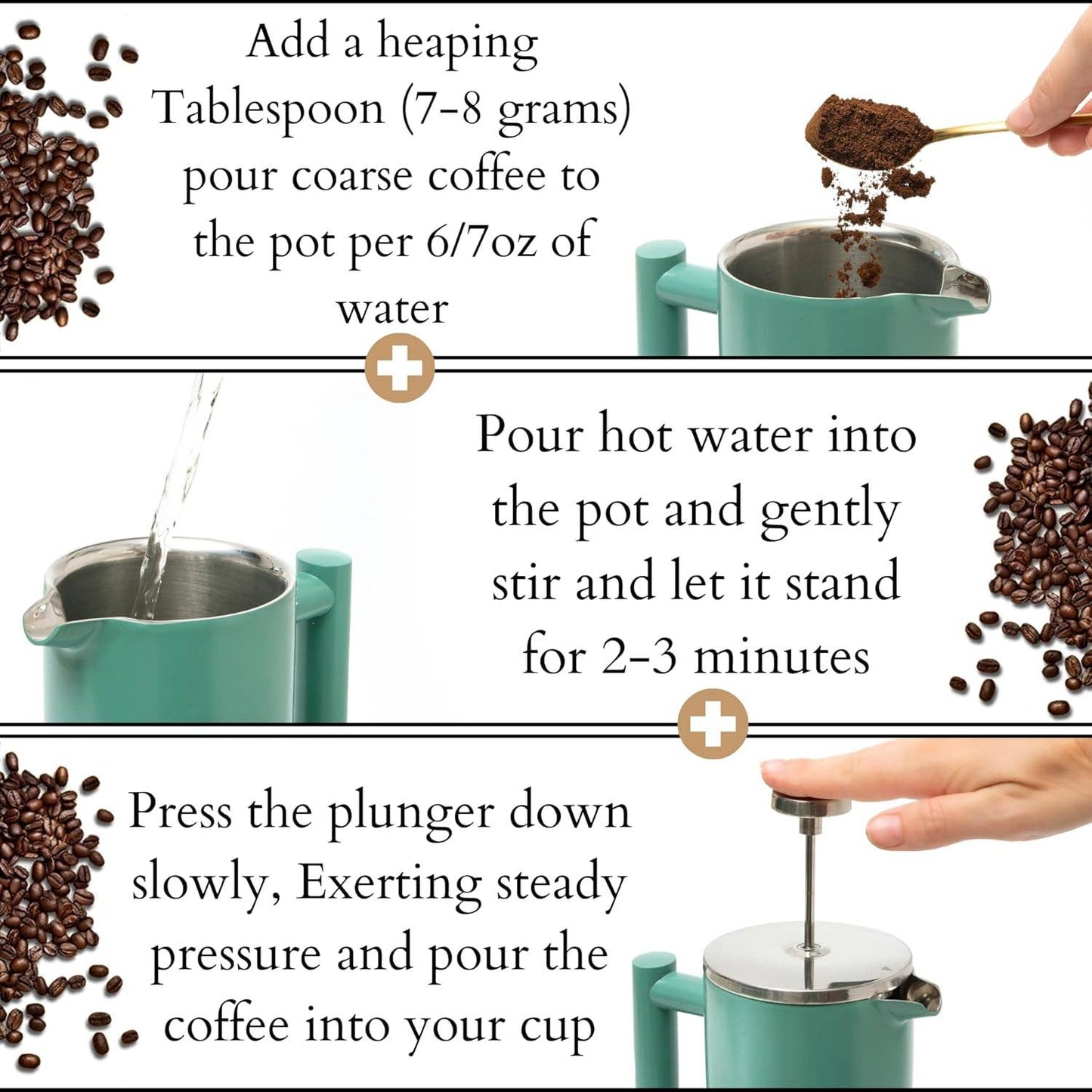 Mixpresso Stainless Steel French Press Coffee Maker 27 Oz 800ML Double Wall Metal Insulated Coffee Press & Tea Brewer: Bronze