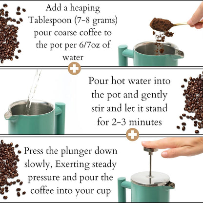 Mixpresso Stainless Steel French Press Coffee Maker 27 Oz 800ML Double Wall Metal Insulated Coffee Press & Tea Brewer: Bronze
