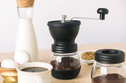 Mixpresso Manual Coffee Grinder Set With Conical Ceramic Burr Two Glass Jars And Soft Brush, Manual Coffee Bean Grinder & Spice Grinder