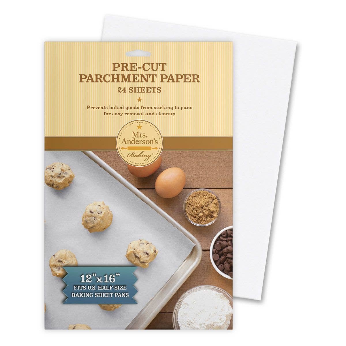Mrs. Anderson's Baking Pre-Cut Parchment Paper Sheets, 24ct