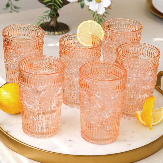 Vintage Textured Rose Gold 13 oz single glass