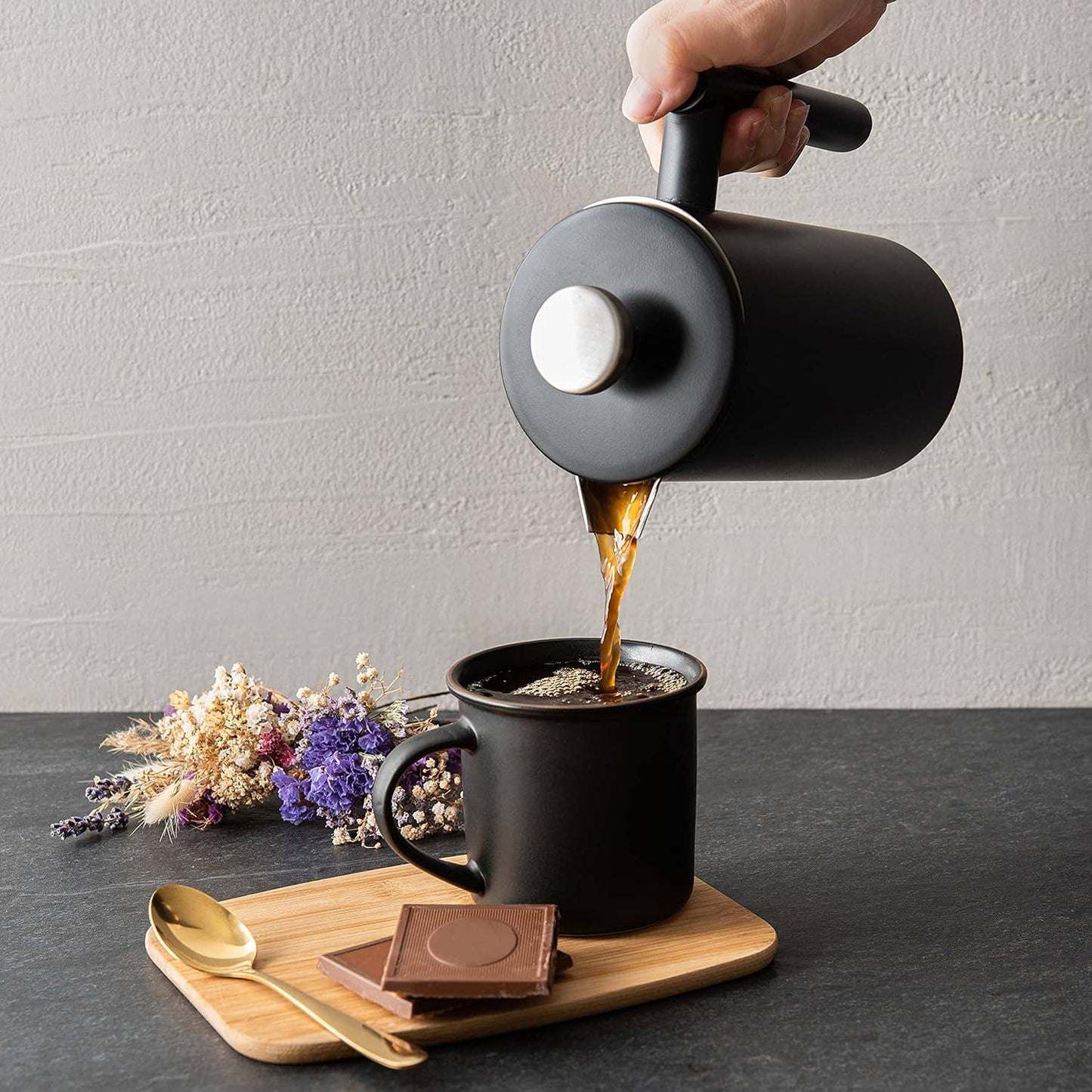 Mixpresso Stainless Steel French Press Coffee Maker 27 Oz 800ML Double Wall Metal Insulated Coffee Press & Tea Brewer: Bronze