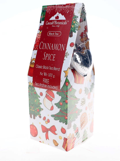 Holiday Tea Cinnamon Spice Gift Box, FREE STRAINER
