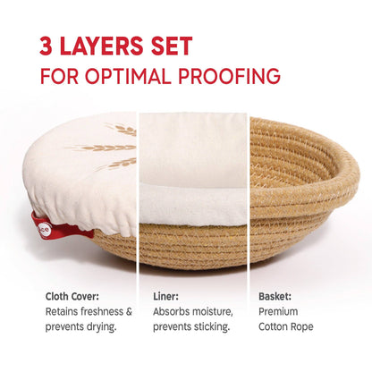 Round Cotton Rope Proofing Baskets Set
