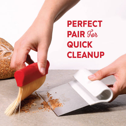 KneadAce Bench Scraper and Baker's Brush: White / Red