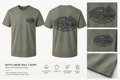 Butte Creek Mill Short Military green Sleeve Logo Tees