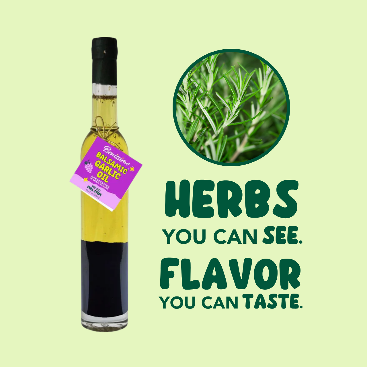 Balsamic Garlic EVOO Blend – 12.7 fl oz Tall Round: Benissimo