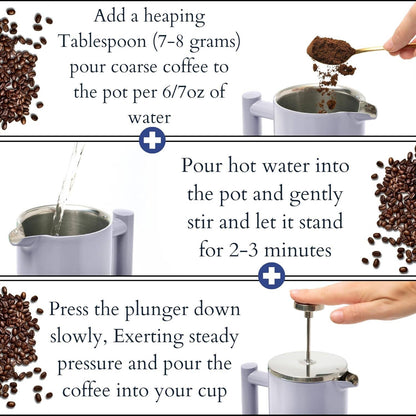 Mixpresso Stainless Steel French Press Coffee Maker 27 Oz 800ML Double Wall Metal Insulated Coffee Press & Tea Brewer: Bronze