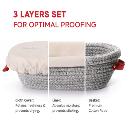 Oval Cotton Rope Proofing Baskets Set