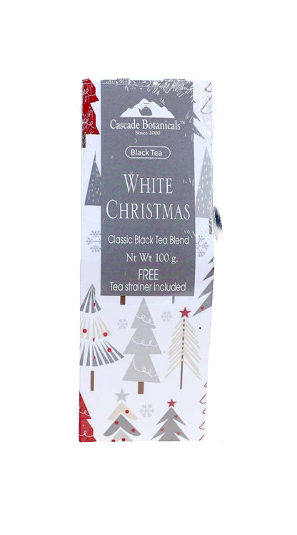 Holiday Tea White Christmas Gift Box, FREE STRAINER