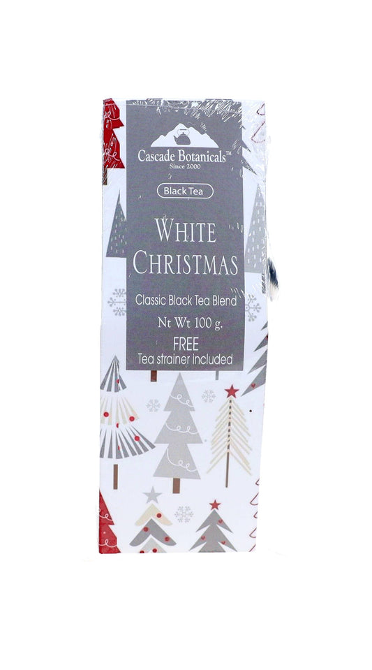 Holiday Tea White Christmas Gift Box, FREE STRAINER