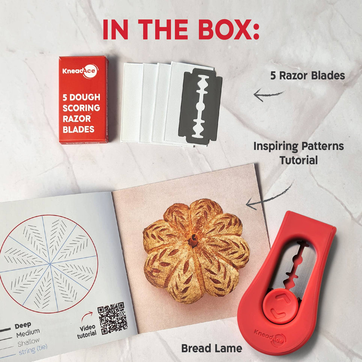 KneadAce PRO Sourdough Kit:34oz Jar-Round Baskets-Bread Lame
