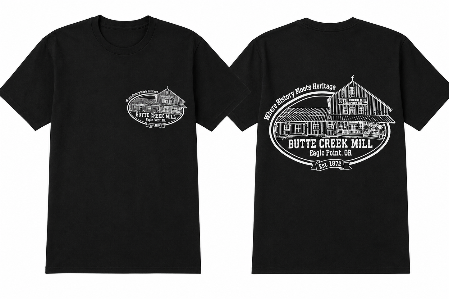 Butte Creek Mill Short Black Sleeve Logo Tees