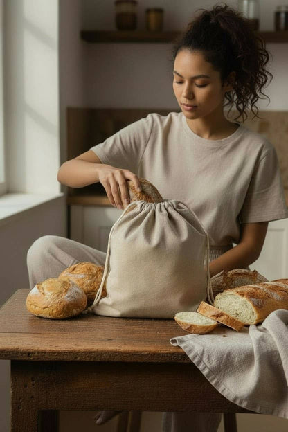 Large Beeswax Bread Bag, Reusable Storage Bakery Bag