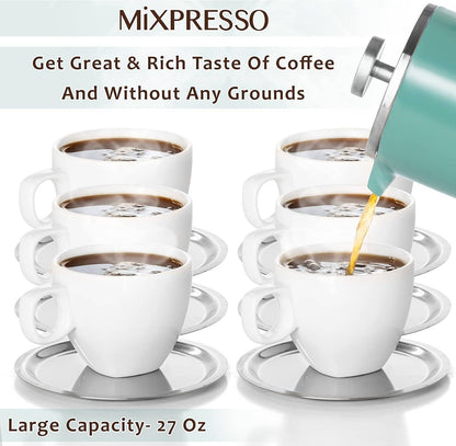 Mixpresso Stainless Steel French Press Coffee Maker 27 Oz 800ML Double Wall Metal Insulated Coffee Press & Tea Brewer: Bronze