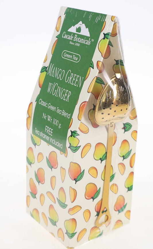 Green Loose Tea Gift Box, Classic Flavors, FREE STRAINER: Mango Green