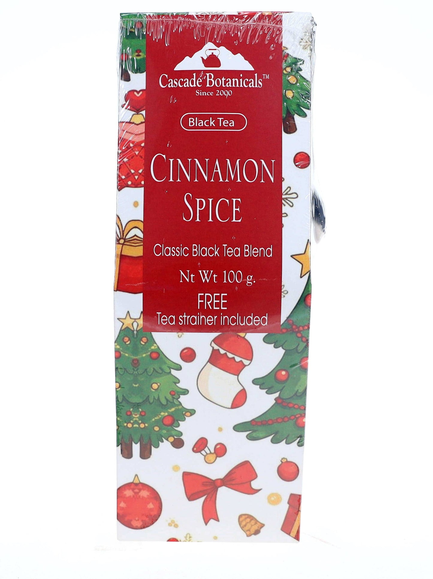 Holiday Tea Cinnamon Spice Gift Box, FREE STRAINER
