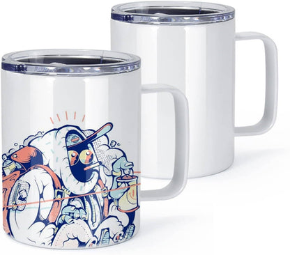 12oz Sublimation Coffee Mug with Handle & Lid