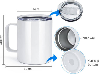 12oz Sublimation Coffee Mug with Handle & Lid
