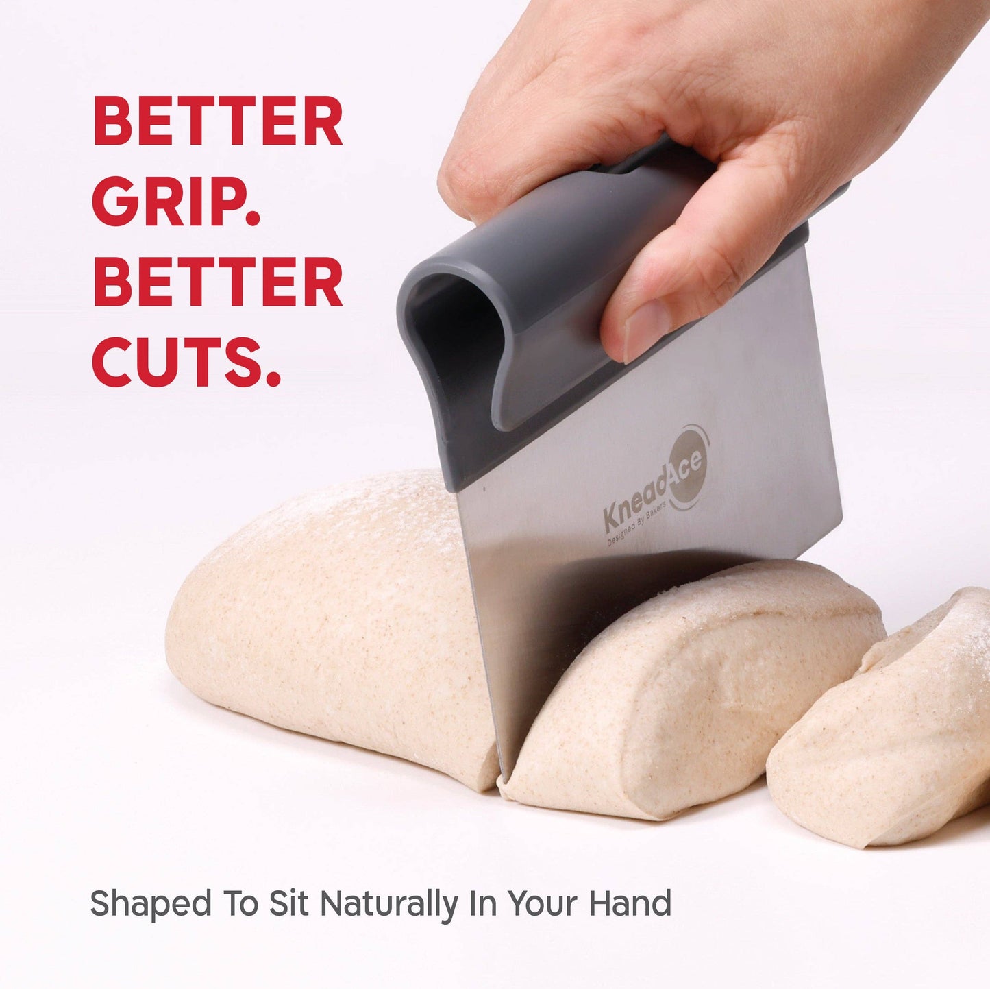 KneadAce Bench Scraper and Baker's Brush: White / Red
