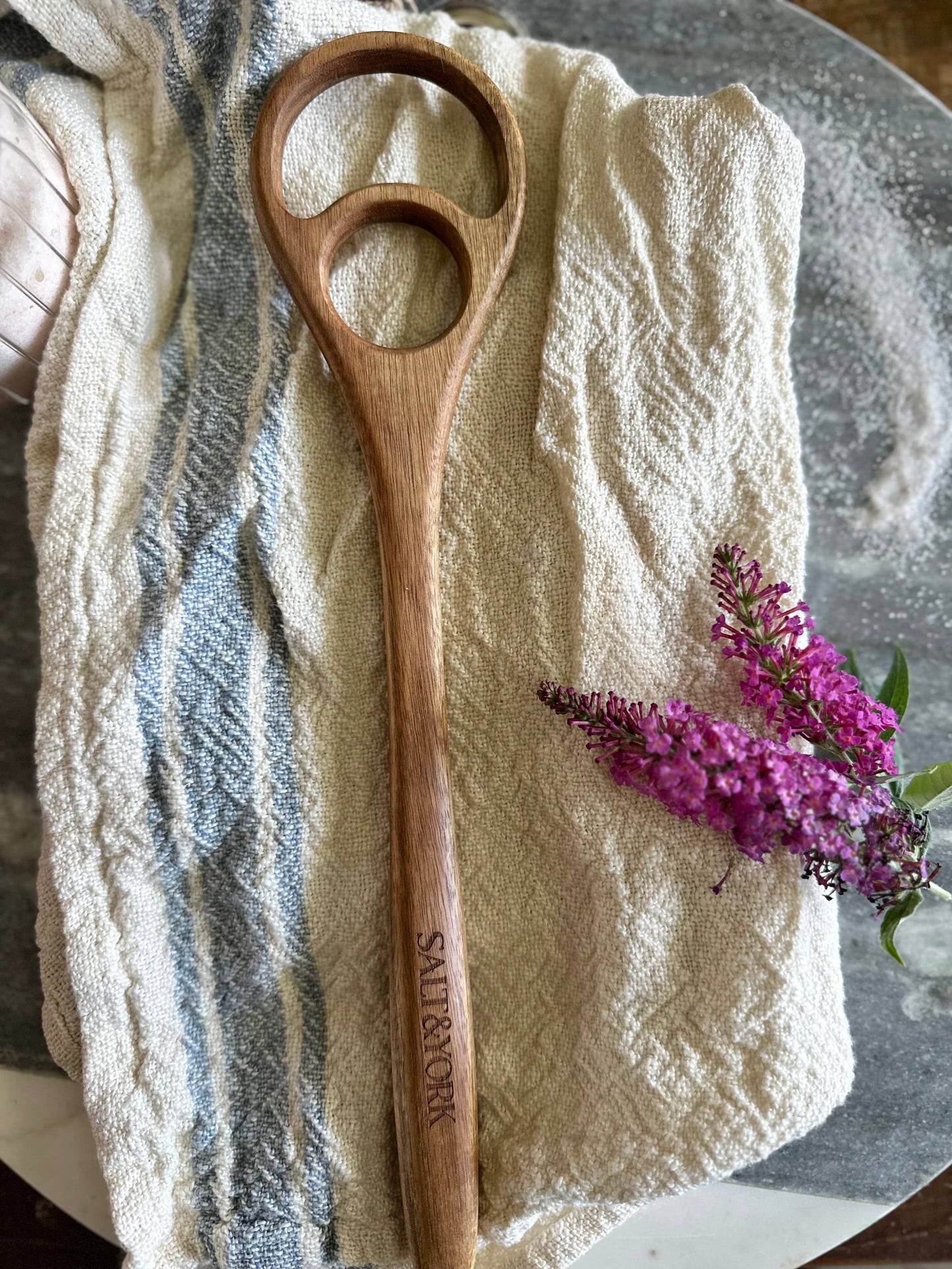 Large Acacia Wood Dough Hook or Dough Whisk : Acacia Wood