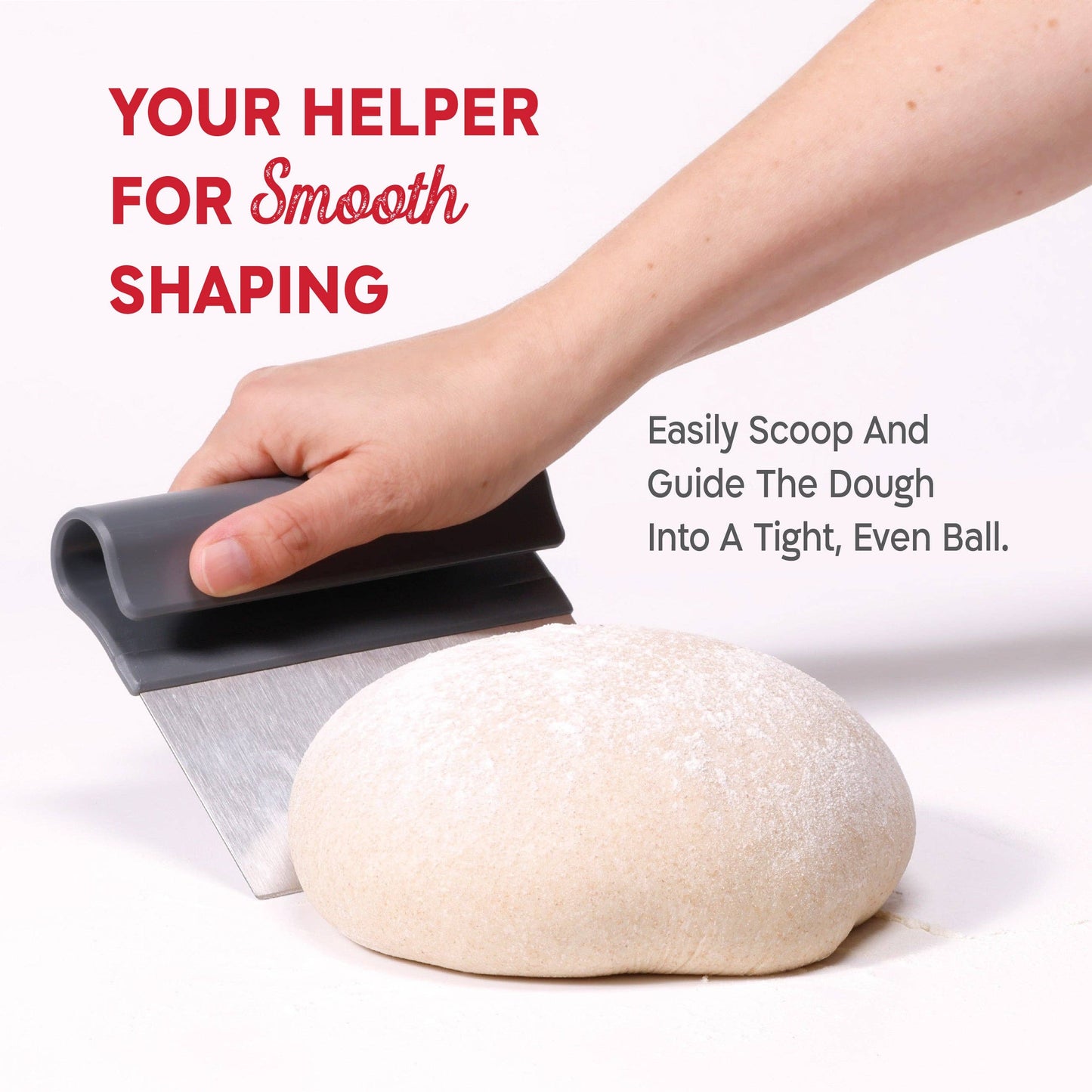 KneadAce Bench Scraper and Baker's Brush: White / Red