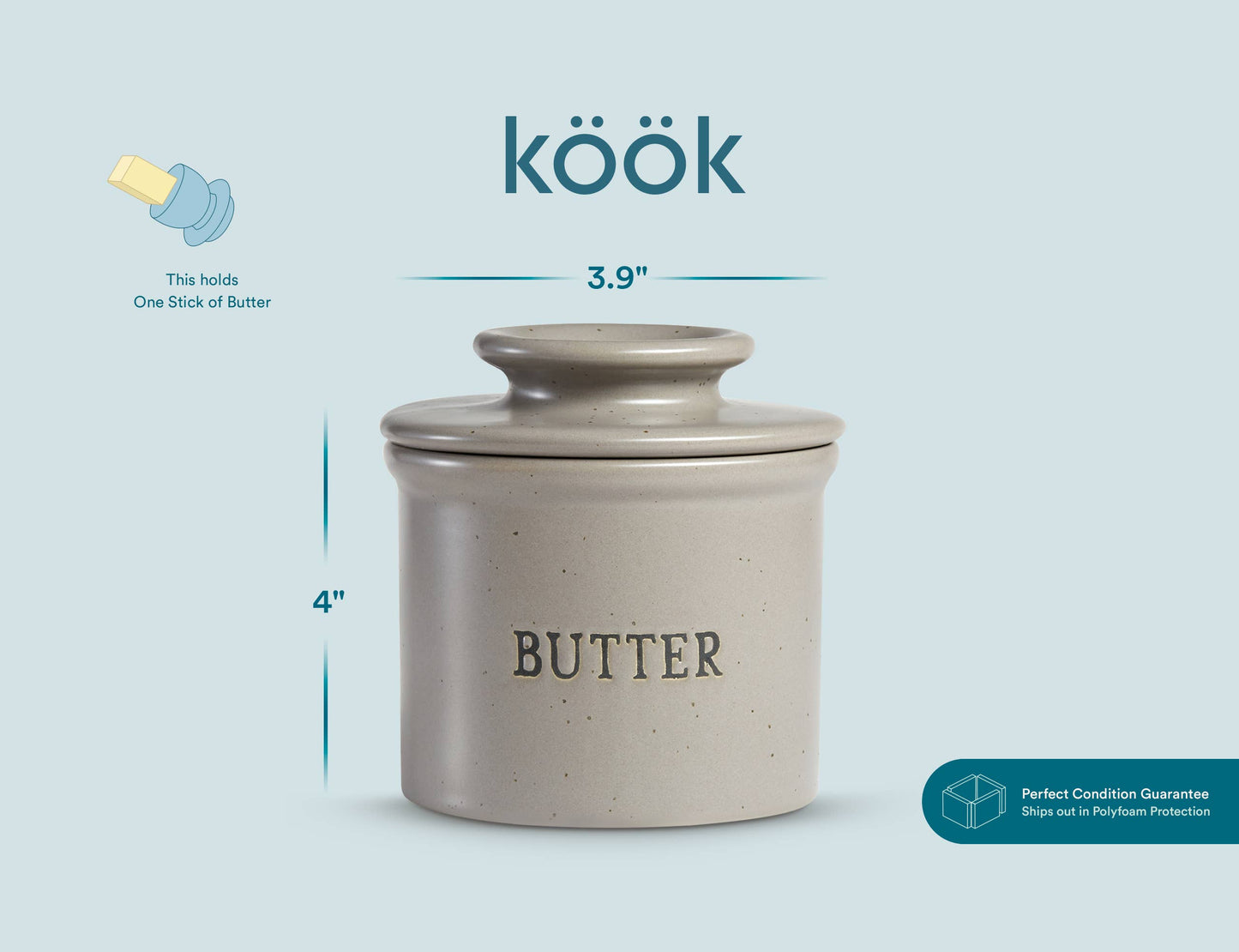 Kook French Butter Keeper Dish, Ceramic