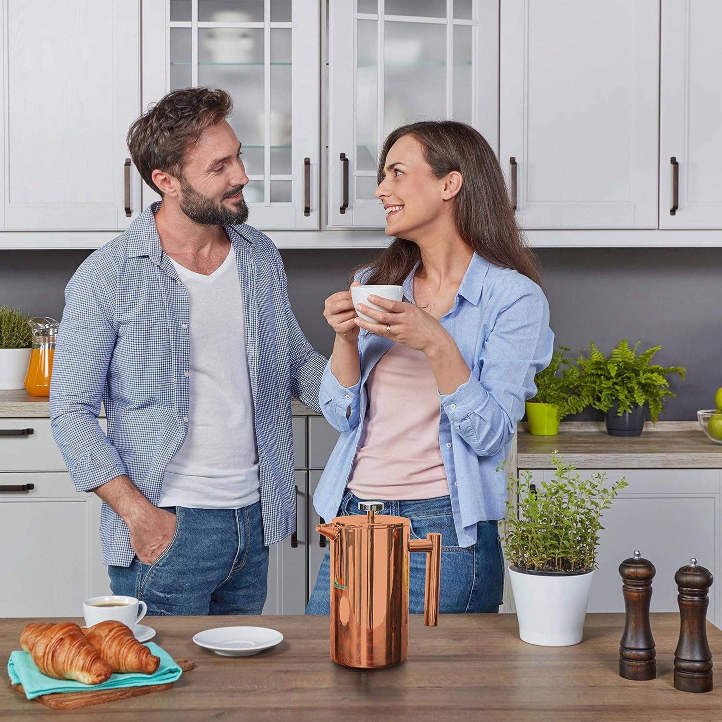 Mixpresso Stainless Steel French Press Coffee Maker 27 Oz 800ML Double Wall Metal Insulated Coffee Press & Tea Brewer: Bronze