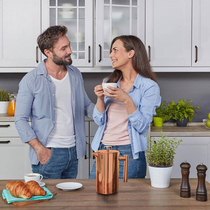 Mixpresso Stainless Steel French Press Coffee Maker 27 Oz 800ML Double Wall Metal Insulated Coffee Press & Tea Brewer: Bronze