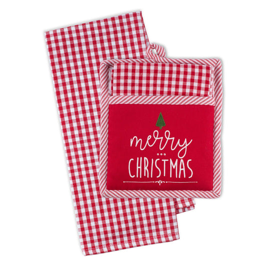 Merry Christmas Tree Potholder Gift Set