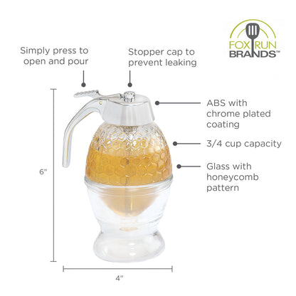 Glass Honey, Syrup Dispenser, 6-Ounce