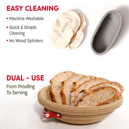 KneadAce Sourdough Kit: 24oz Jar, 2x Bannetons, Bread Lame