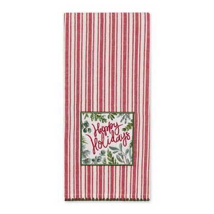 Happy Holidays Embellished Dishtowel
