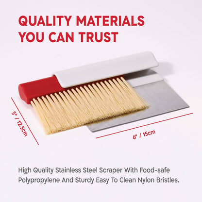 KneadAce Bench Scraper and Baker's Brush: White / Red