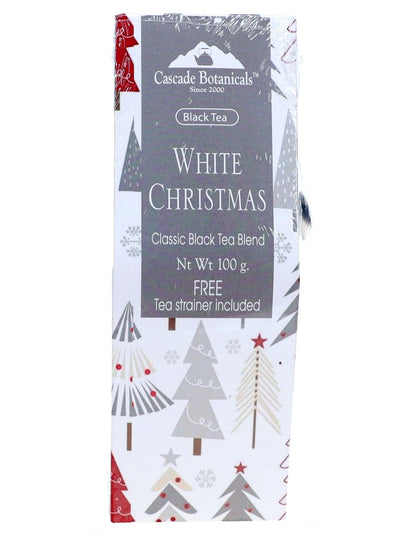 Holiday Tea White Christmas Gift Box, FREE STRAINER