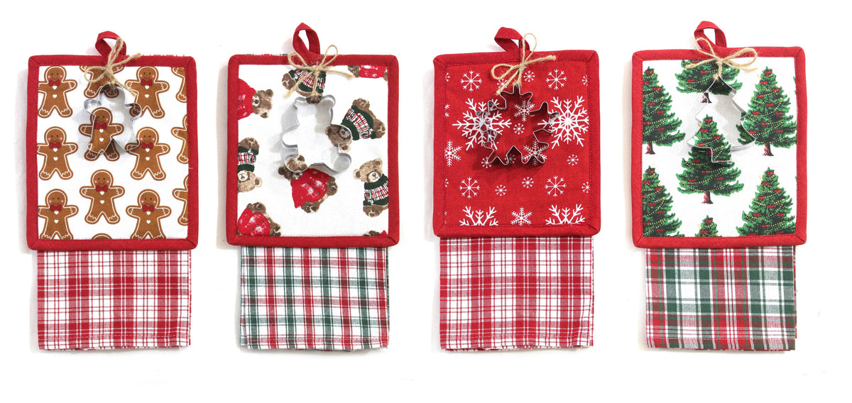 Christmas Cookie Cutter, Pot Holder & Towel set