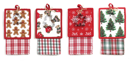 Christmas Cookie Cutter, Pot Holder & Towel set