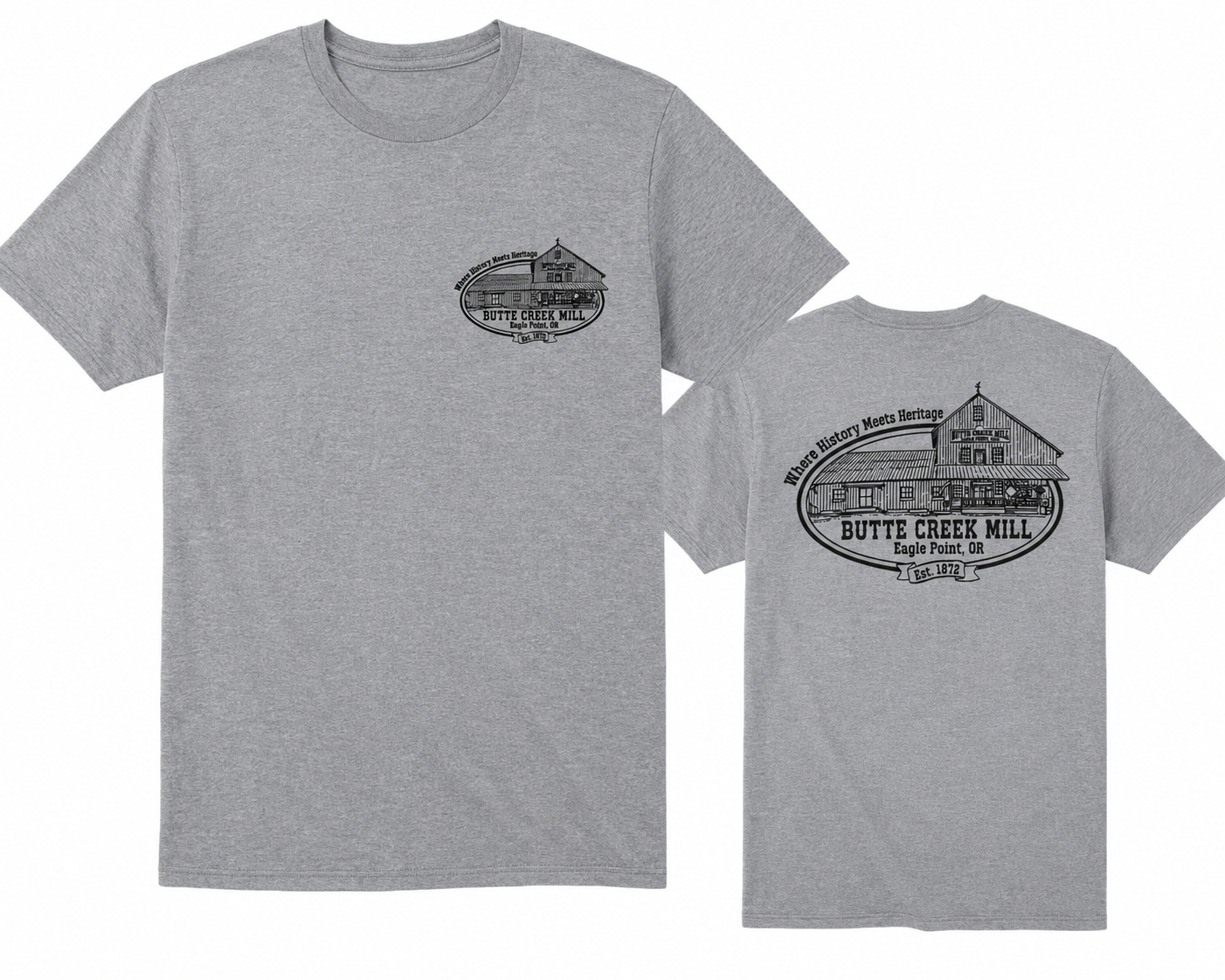 Butte Creek Mill Grey Short Sleeve Logo Tees