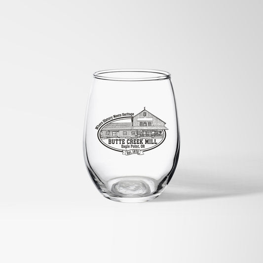 BCM Logo 9 oz stemless wineglass