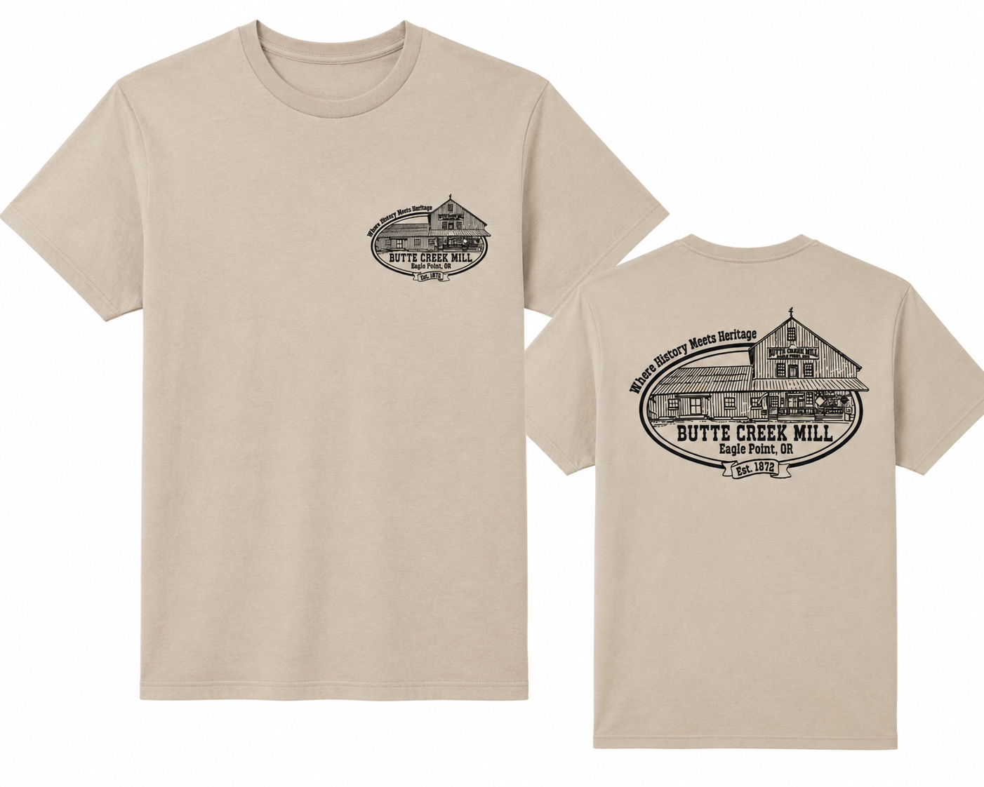 Butte Creek Mill Tan Short Sleeve Logo Tee